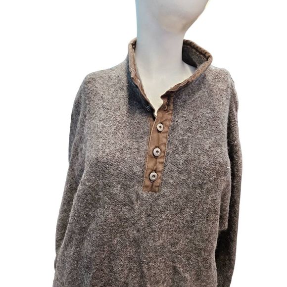 Lands End Taupe Wool Pullover size Medium Men's Fall Winter - Picture 4 of 8